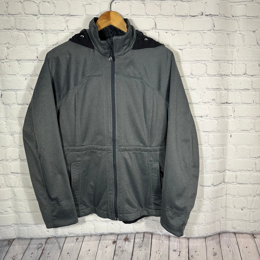 Lululemon Grey Softshell Full Zip Hooded Jacket‎ Women Heathered Charcoal Gray